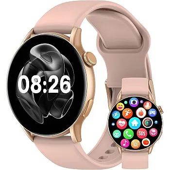 cardoO Smart Watch X Orbit, Round 1.6” AMOLED Display, Bluetooth Calling, Fitness & Health Tracker with Heart, Sleep & SpO2 Monitoring, 100+ Sports Modes – Waterproof, iOS & Android Compatible -Gold