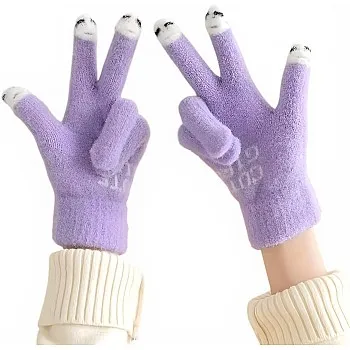 1 Pair Women Cute Cartoon Touchscreen Winter Gloves - Warm Full Finger Gloves with Elastic Design and Soft Lining for Cold - Suitable for Outdoor Activities and Daily Use