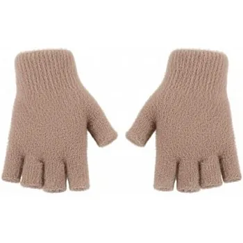 1 Pair Women Gloves Half Finger Gloves Elegant Plush Thick Warm Anti-cold Gloves
