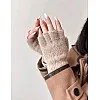 1 Pair Women Gloves Half Finger Gloves Elegant Plush Thick Warm Anti-cold Gloves