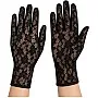 Black Lace Gloves for Women, Floral Pattern, Sheer Wrist Length, Elegant Evening Style