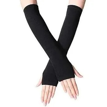 Cotton Wrist Long Sleeves with Finger Hole, Black