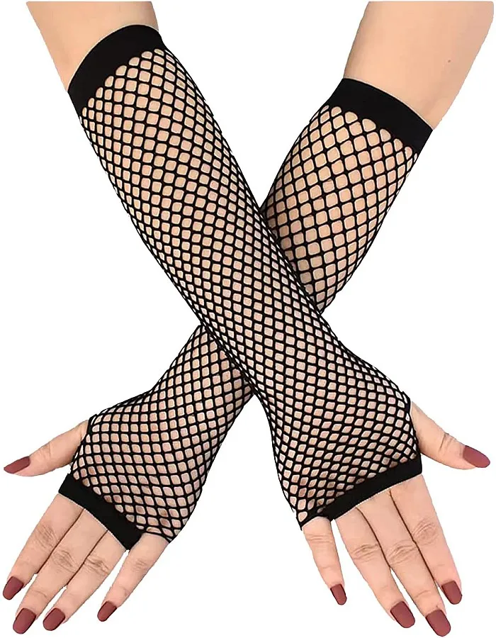 Fishnet Gloves for Women |amazingEGP| and Girls Long Mesh Fingerless Gloves In Theme Party Costume Accessories