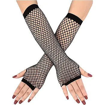 Fishnet Gloves for Women |amazingEGP| and Girls Long Mesh Fingerless Gloves In Theme Party Costume Accessories