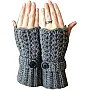 Handmade Fingerless Gloves, Grey Knitted Wrist Warmers with Buttons, Winter Hand Accessories