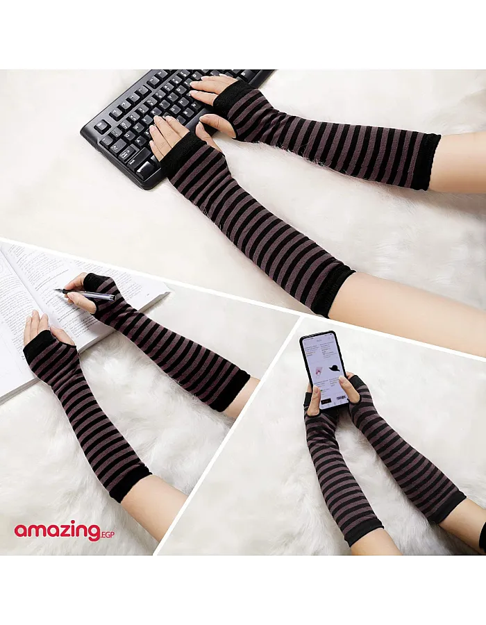 THE PACK Pair Winter Fingerless Long Knit Gloves Thumb Piercing Arm Warmer Gloves for Women Girls