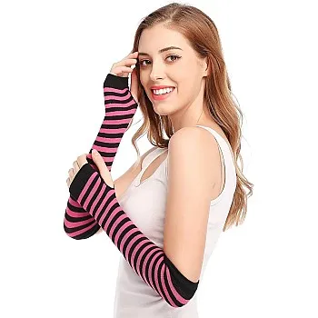 THE PACK Pair Winter Fingerless Long Knit Gloves Thumb Piercing Arm Warmer Gloves for Women Girls