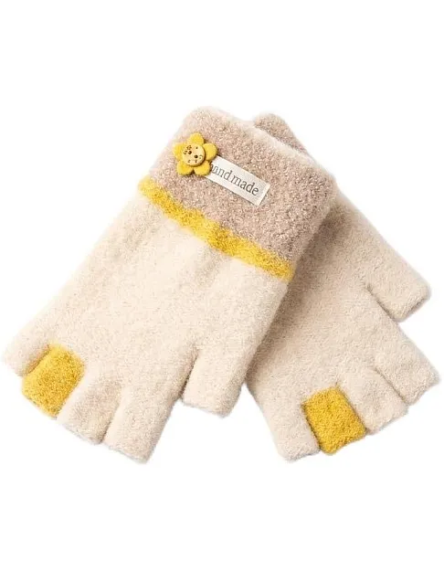 Winter Gloves Women Open Finger Gloves Soft Knitted Wool Hand Warmers Fashion Comfortable Phone Typing Gloves with Stylish Wooden Button Attractive Colors