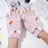 Winter Warm Gloves for Women - 2 in 1 Soft Fleece Flip Top Gloves – Cute Rabbit Gloves with Carrot Embroidery and Finger Holes – Cold Accessory for Walking, Driving, Outdoor Activities