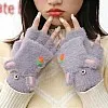 Winter Warm Gloves for Women - 2 in 1 Soft Fleece Flip Top Gloves – Cute Rabbit Gloves with Carrot Embroidery and Finger Holes – Cold Accessory for Walking, Driving, Outdoor Activities