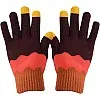 Winter Warm Knitted Gloves for Women Men Touchscreen - Soft Velvet Inner Lining with Elastic Wrist Strap - One Size Elastic Stylish Colorful Design - Thick and Comfortable Winter Gloves