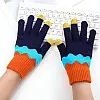 Winter Warm Knitted Gloves for Women Men Touchscreen - Soft Velvet Inner Lining with Elastic Wrist Strap - One Size Elastic Stylish Colorful Design - Thick and Comfortable Winter Gloves