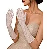 Women's Long Lace Gloves, White, Floral Pattern, Elegant Bridal Style, Flexible Fit, for Weddings and Evening Events