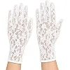 Women's Long Lace Gloves, White, Floral Pattern, Elegant Bridal Style, Flexible Fit, for Weddings and Evening Events
