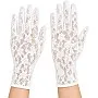 Women's Long Lace Gloves, White, Floral Pattern, Elegant Bridal Style, Flexible Fit, for Weddings and Evening Events