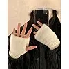 Women's Plush Gloves Half Finger Gloves Autumn Winter Warm Gloves