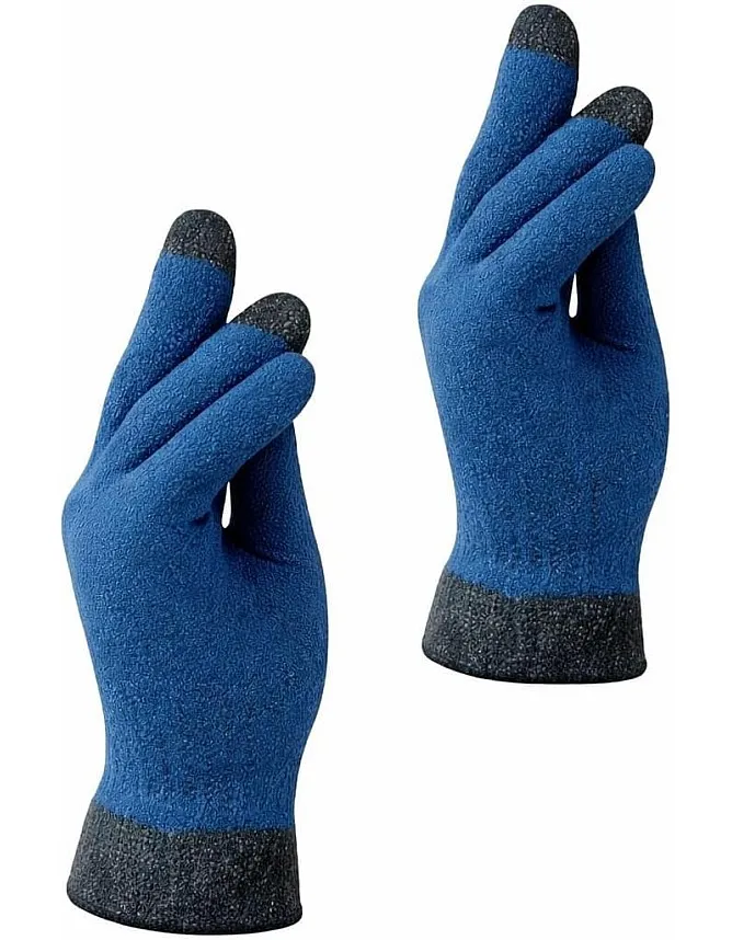Women's Winter Gloves Fashion Design Blue with Grey Warm Gloves Fashion Women