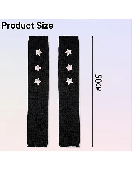 fashion mania Arm Warmers Y2K Star Arm Gloves Knitted Long Fingerless Gloves Black Arm Warmer for Women Goth Punk Cosplay Accessories