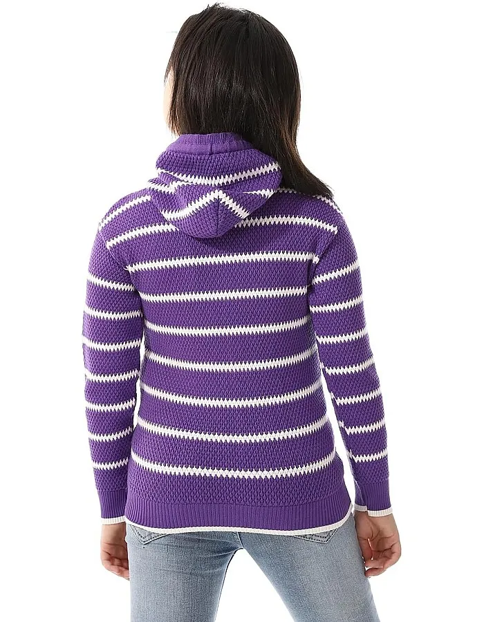 Andora girls Hooded Neck Striped Pullover Sweater (pack of 1)