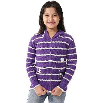 Andora girls Hooded Neck Striped Pullover Sweater (pack of 1)