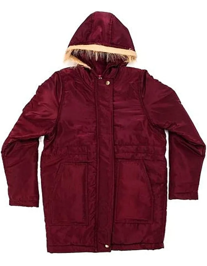 Andora girls Parka Jacket With Fur Hoodie For Girls - Burgundy Jacket