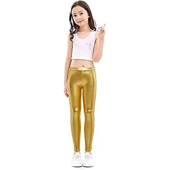 Girls Elastic Sport Leather Stretch Pants