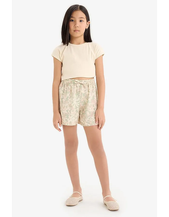 DeFacto Girl Casual Short Woven Bottom Short,Green 7/8 Y