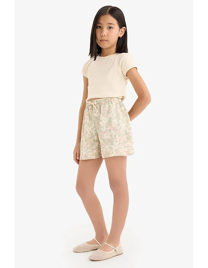 DeFacto Girl Casual Short Woven Bottom Short,Green 7/8 Y