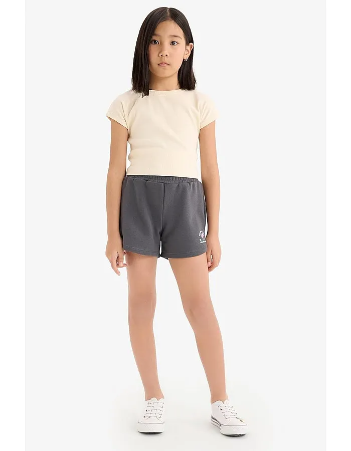DeFacto Girl Short Casual Knitted Bottom Short E0729A8,Anthra 8/9 Y