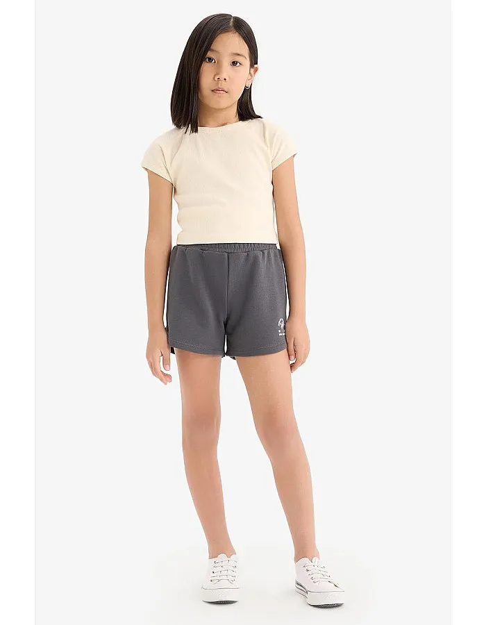 DeFacto Girl Short Casual Knitted Bottom Short E0729A8,Anthra 8/9 Y