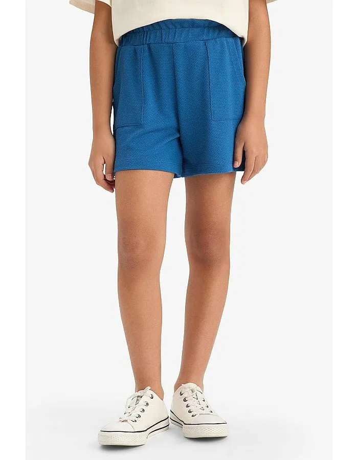 DeFacto Girl Short Casual Knitted Bottom Short E4426A8,Blue 9/10 Y