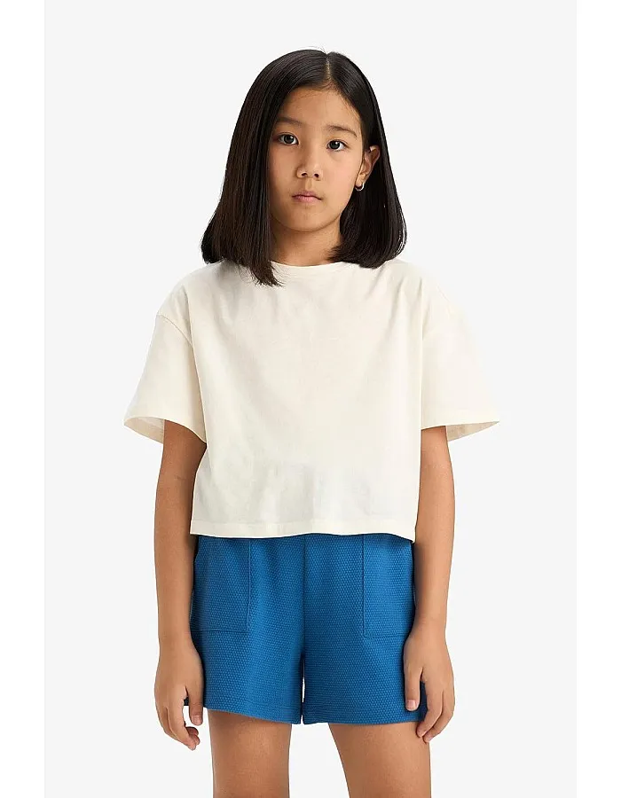 DeFacto Girl Short Casual Knitted Bottom Short E4426A8,Blue 9/10 Y