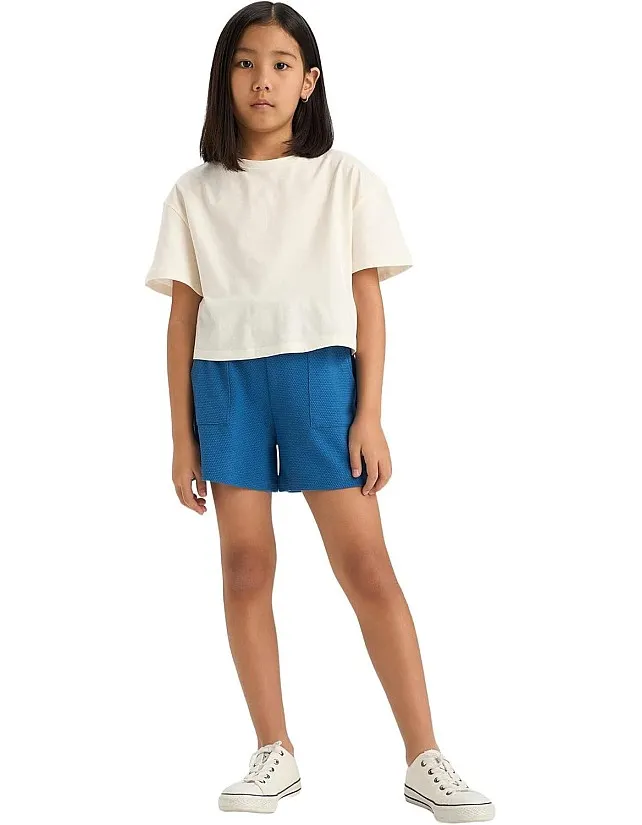 DeFacto Girl Short Casual Knitted Bottom Short E4426A8,Blue 9/10 Y