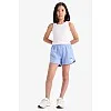 DeFacto Mädchen Shorts mit elastischem Bund bedruckt, blu, 8/9 Yıl