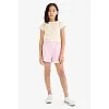 DeFacto Mädchen Shorts mit elastischem Bund bedruckt, rosa rose, 8/9 Yıl