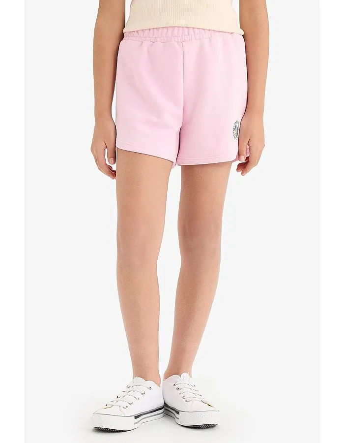 DeFacto Mädchen Shorts mit elastischem Bund bedruckt, rosa rose, 8/9 Yıl