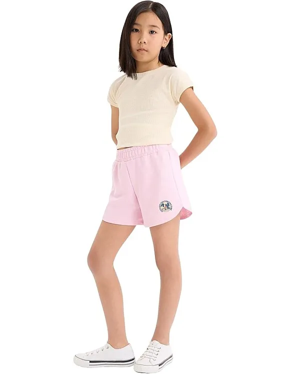 DeFacto Mädchen Shorts mit elastischem Bund bedruckt, rosa rose, 8/9 Yıl