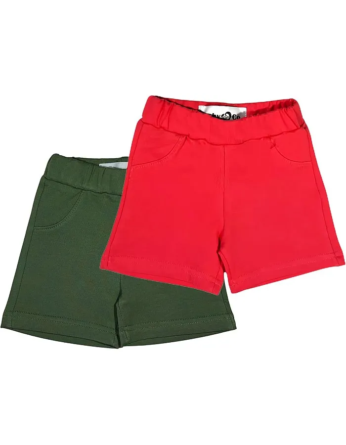 Olive Green and Pink Cotton Shorts (2 Pack)