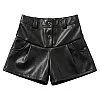 Sika Leather Shorts For Girls-Black-3Years