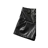 Sika Leather Shorts For Girls-Black-3Years