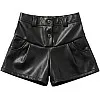 Sika Leather Shorts For Girls-Black-3Years