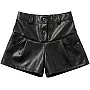 Sika Leather Shorts For Girls-Black-3Years
