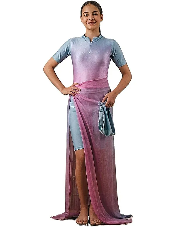 Burkini Sun Confused 3 Pieces Short Sleeve Jumpsuit with Turban and Scarf