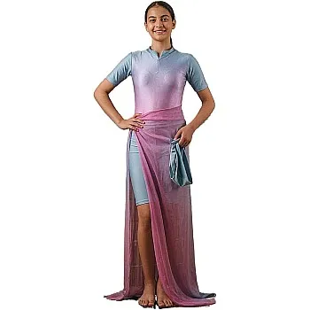 Burkini Sun Confused 3 Pieces Short Sleeve Jumpsuit with Turban and Scarf