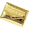 Slim wallet with a metallic crocodile patterned leather design Credit Card Holder modern elegance Wallet for Women Girls ATM ID Card exuding (Gold)