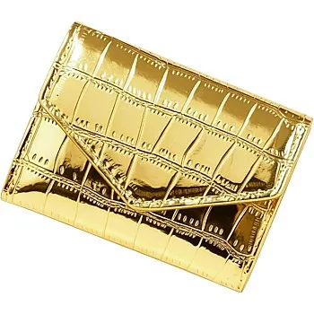 Slim wallet with a metallic crocodile patterned leather design Credit Card Holder modern elegance Wallet for Women Girls ATM ID Card exuding (Gold)