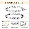 2 Piece Silver Bracelet Set for Men Stainless Steel Curb Chain Bracelet Link Bracelet Cuban Bracelets Figaro Bracelet 19/21/23 cm Gifts for Men