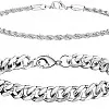 2 Piece Silver Bracelet Set for Men Stainless Steel Curb Chain Bracelet Link Bracelet Cuban Bracelets Figaro Bracelet 19/21/23 cm Gifts for Men