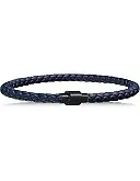 Avi d'or Unisex Braided Leather Bracelet with Magnetic Stainless Steel Clasp Available in Black and Caramel Brown and Blue, Taille M Poignet 16,5 ~17,5cm, Stainless Steel Leather