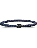 Avi d'or Unisex Braided Leather Bracelet with Magnetic Stainless Steel Clasp Available in Black and Caramel Brown and Blue, Taille M Poignet 16,5 ~17,5cm, Stainless Steel Leather